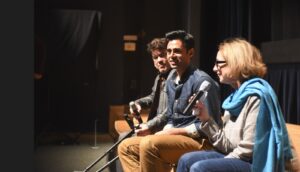 Hasan Minhaj and Michelle Satter, Founding Senior Director, Sundance Institute’s Artist Programs, at Sundance Institute's New Frontier Story Lab in 2014